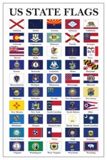 Listing image for Flags Of US States Classroom Aid Politics History Government Poster 12x18
