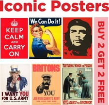 Listing image for ICONIC POSTERS Poster Satin 220gsm Wall Art Print Picture A5 - A2
